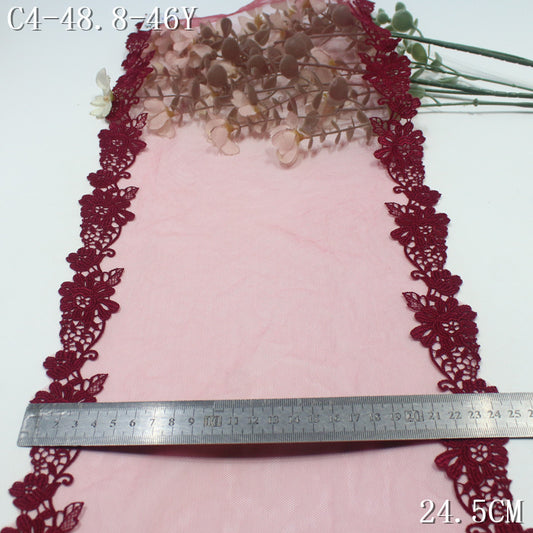 FREEDOMBEAUTY | Spot retro crimson mesh embroidery lace bilateral water-soluble flowers, clothing accessories underwear lace accessories