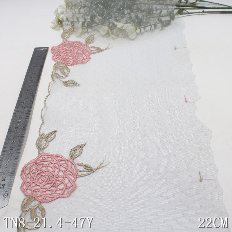 FREEDOMBEAUTY | Light blue lace mesh embroidery lace rose flower 22cm clothing accessories lace lace accessories