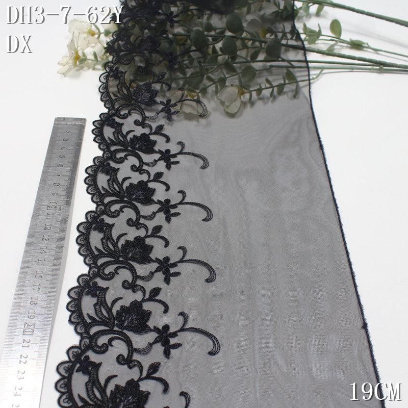 FREEDOMBEAUTY | Vintage elegant curly grass pattern black mesh embroidery lace, clothing underwear home accessories