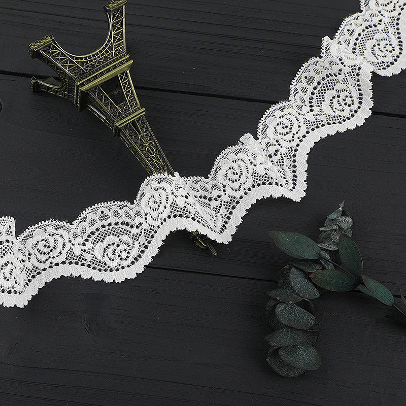 FREEDOMBEAUTY | [stretch] White warp knitted lace, elastic lace, exquisite wavy lace, home textile lace accessories