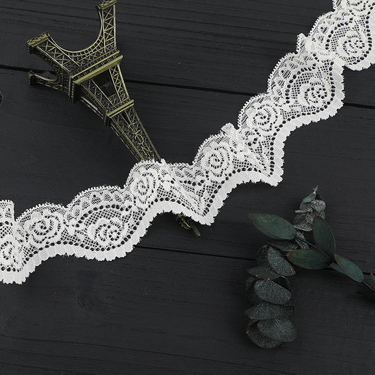FREEDOMBEAUTY | [stretch] White warp knitted lace, elastic lace, exquisite wavy lace, home textile lace accessories