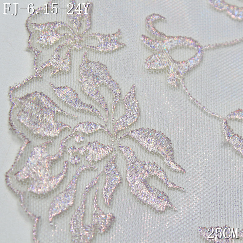 FREEDOMBEAUTY | [1Pack] Soft mist light color gold flash bronzing flower mesh embroidery lace, wedding dress dress lace accessories DIY
