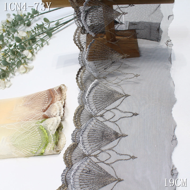 FREEDOMBEAUTY | [1pack] Three-color mesh fashion fan leaf texture embroidery lace 23cm clothing underwear skirt lace accessories