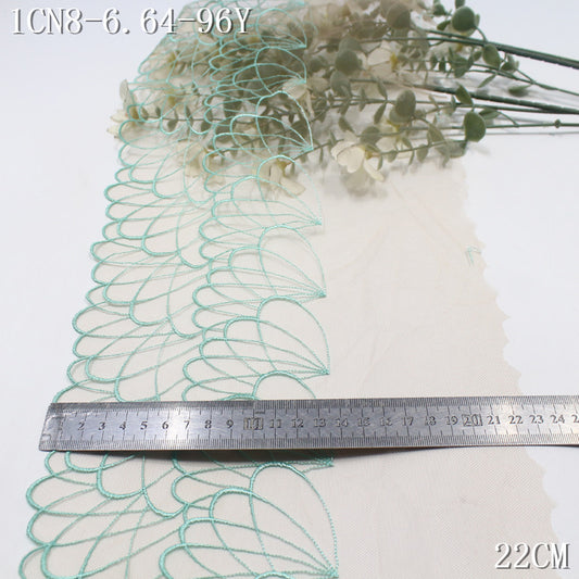 【1Pack】-Freedombeauty | Fresh and literary skin tone light mesh fan pattern embroidery lace 22cm Mori clothing DIY accessories