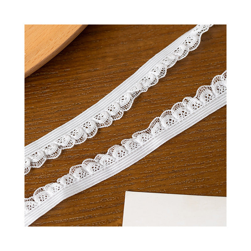 FREEDOMBEAUTY | Factory direct 1.3CM fish silk henna white spot, children's underwear elastic hollow fish silk bud belt