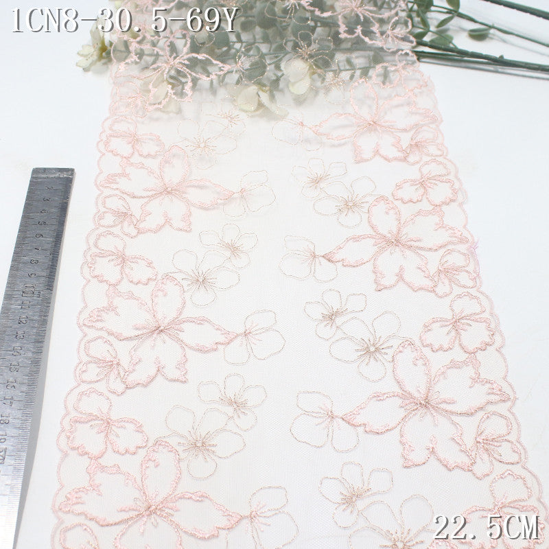 FREEDOMBEAUTY | [1Pack] Simple and beautiful silver thread flower light mesh embroidery lace, wedding dress decorative lace accessories DIY