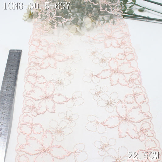 FREEDOMBEAUTY | [1Pack] Simple and beautiful silver thread flower light mesh embroidery lace, wedding dress decorative lace accessories DIY
