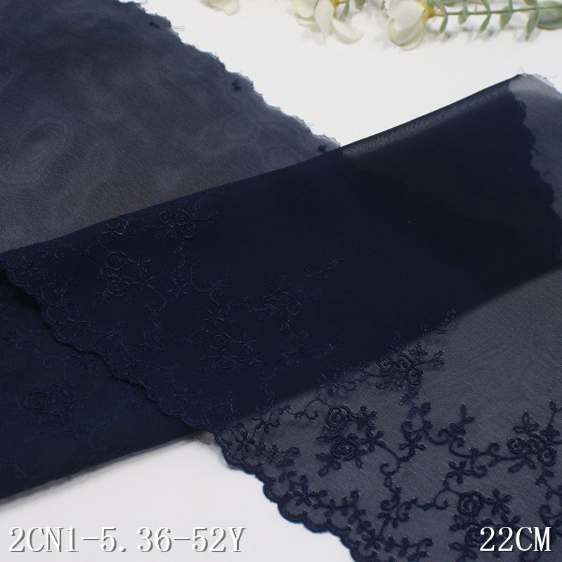 FREEDOMBEAUTY | Indigo chiffon mesh embroidery lace, spot wholesale children's neckline baby clothes lace accessories