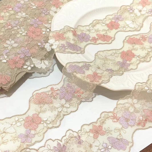 FREEDOMBEAUTY | In Stock Exquisite Macaron Mesh Embroidery Lace Accessories Decorative Fabric Design Clothing DIY