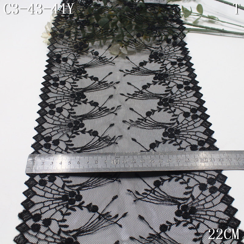 FREEDOMBEAUTY | Spot black mesh embroidery lace bilateral radioactive pattern, fashion underwear accessories lace lace accessories