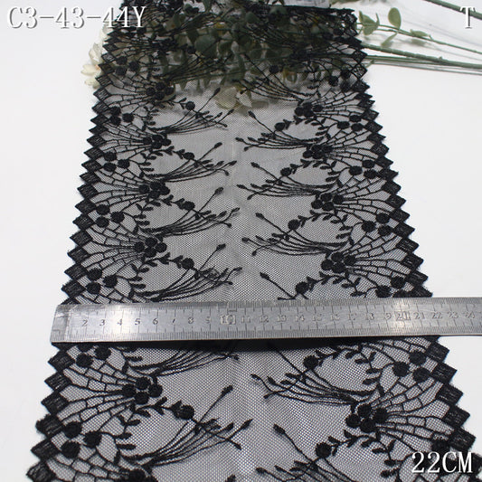 FREEDOMBEAUTY | Spot black mesh embroidery lace bilateral radioactive pattern, fashion underwear accessories lace lace accessories