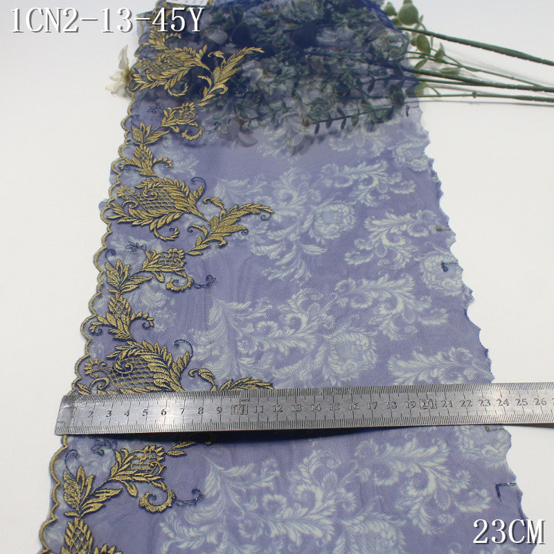 FREEDOMBEAUTY | [1Pack] Elegant three-color printing mesh unilateral exquisite gold thread pattern embroidery 23cm clothing accessories