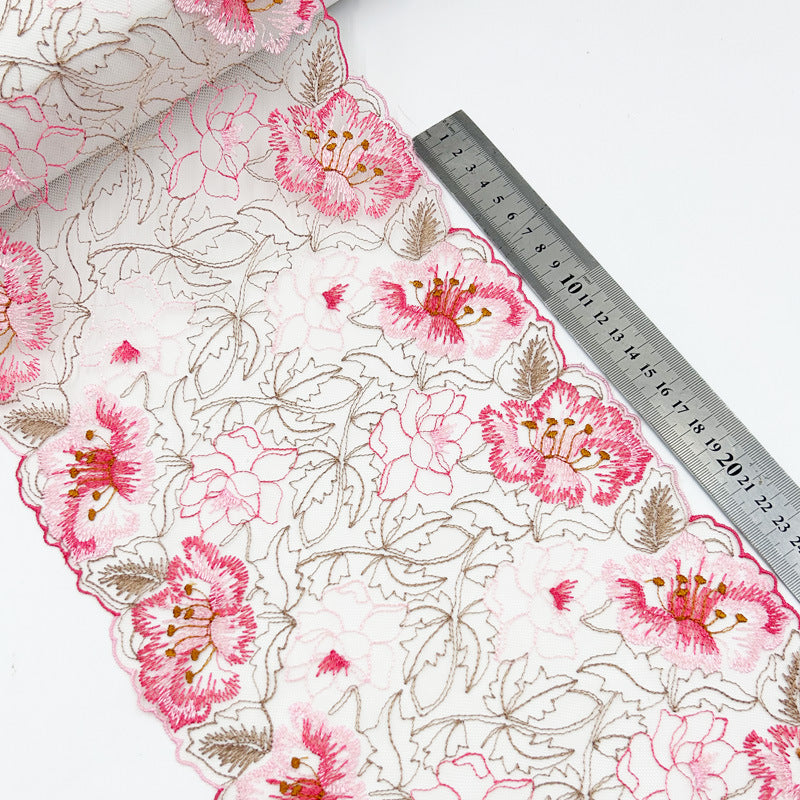 FREEDOMBEAUTY | Three-color polyester thread pressed yarn flower mesh yarn embroidery water-soluble lace underwear accessories curtains home textiles clothing accessories