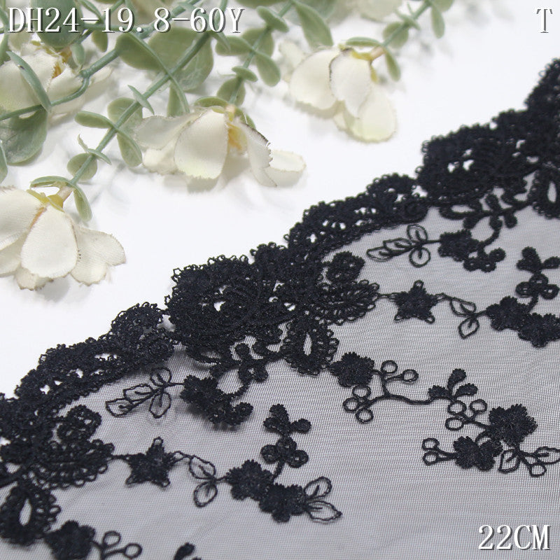 FREEDOMBEAUTY | Spot black retro classic mesh water-soluble embroidery lace 22cm skirt underwear lace accessories DIY