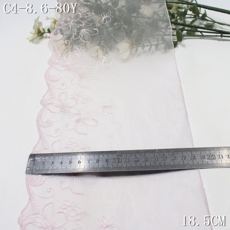 【1Pack】-Freedombeauty | French minimalist lavender mesh yarn unilateral tracing flower embroidery 18.5cm clothing accessories