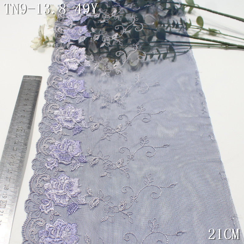 FREEDOMBEAUTY | Navy blue mesh yarn Japanese and Korean style flower vine embroidery lace, clothing skirt underwear lace accessories