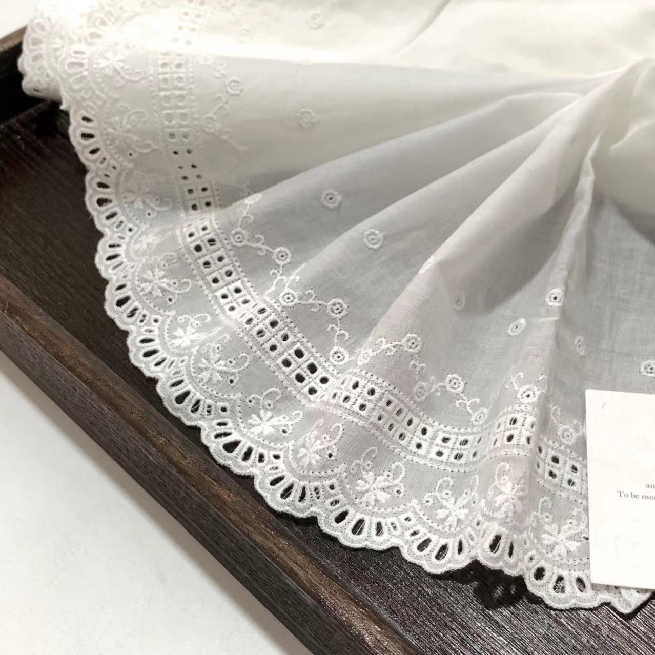 FREEDOMBEAUTY | Spot black and white hollow retro cotton cloth embroidery lace width 45CM clothing bedding design DIY fabric