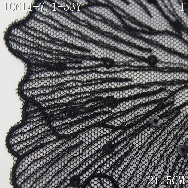FREEDOMBEAUTY |  Haute Superior Black Sequined Seagrass Mesh Embroidery Lace, Fashion Dress Accessories DIY Lace Accessories