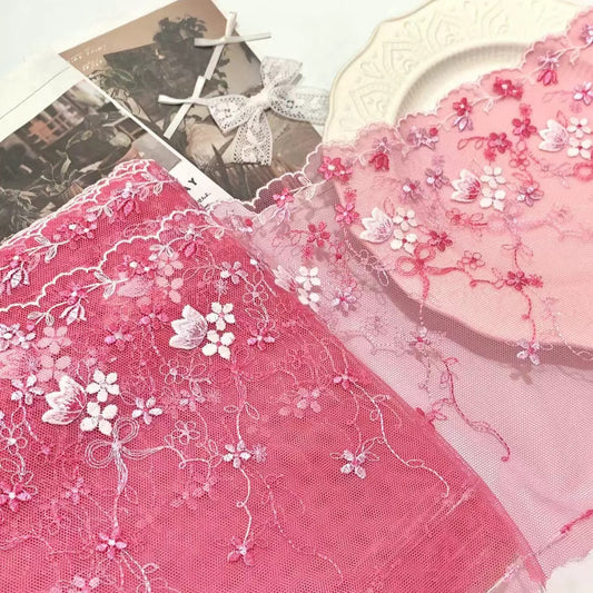 FREEDOMBEAUTY | Spot exquisite tulip mesh embroidery lace accessories decorative fabric design clothing DIY