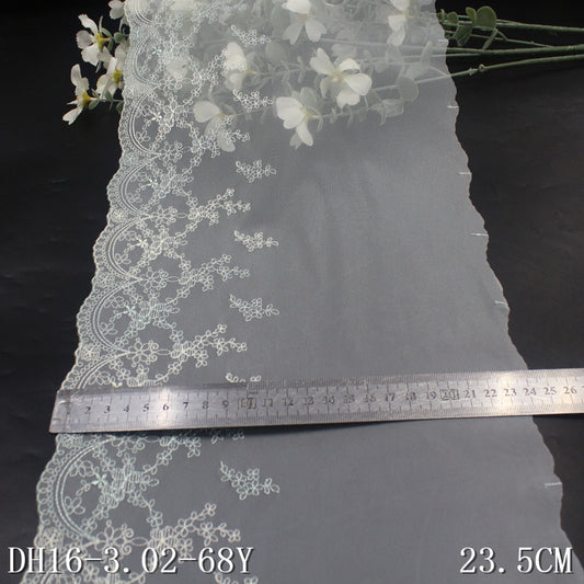 【1Pack】-Freedombeauty | Light-colored mesh Mori fresh unilateral pattern embroidery lace 23.5cm skirt clothing DIY accessories