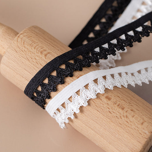 FREEDOMBEAUTY | Factory direct 1.6CM big crown elastic flower bud elastic band black and white spot women's underwear elastic webbing