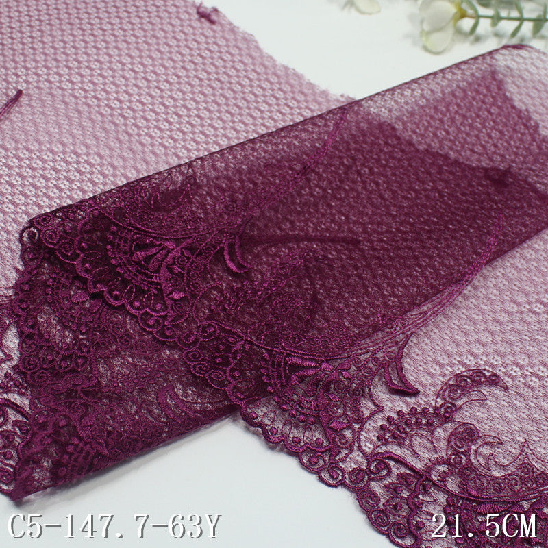 FREEDOMBEAUTY | Dark Purple Lace Mesh Embroidery Lace Classical Flowers, Clothing Home Textiles DIY Lace Lace Accessories