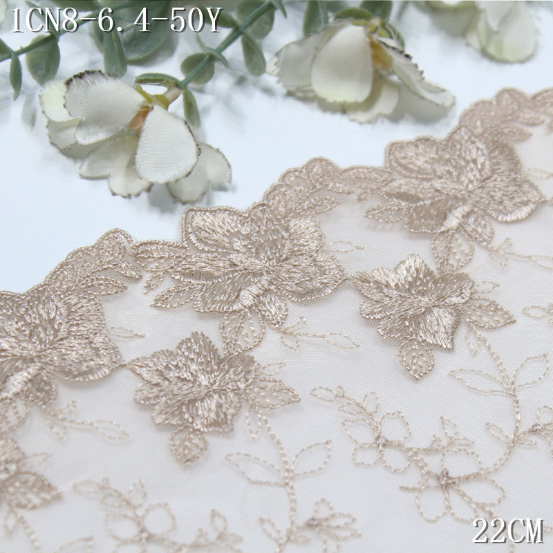 FREEDOMBEAUTY | Naked skin tone mesh embroidery lace Japanese and Korean flowers, clothing underwear bra lace accessories