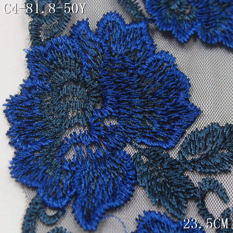 FREEDOMBEAUTY | Spot wholesale blue pink classical flower light mesh embroidery, Hanfu underwear clothing curtain lace accessories DIY