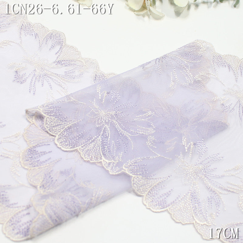 FREEDOMBEAUTY | [1Pack] Cool classical multi-color bilateral silver thread large flower embroidery lace 31cm clothing dress headscarf lace accessories