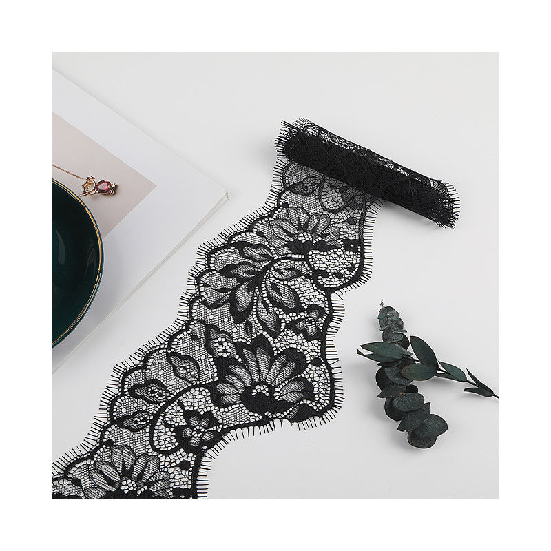 FREEDOMBEAUTY | [no- stretch] 8cm eyelash lace, black non-elastic lace edge, exquisite lace lace supplement for clothing accessories, in stock