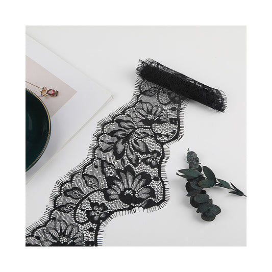FREEDOMBEAUTY | [no- stretch] 8cm eyelash lace, black non-elastic lace edge, exquisite lace lace supplement for clothing accessories, in stock
