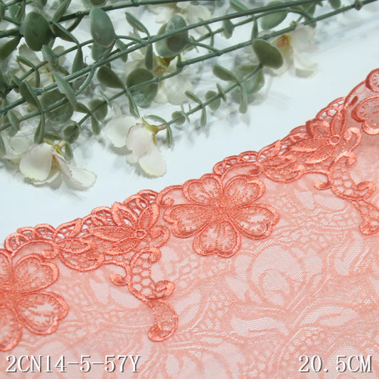 FREEDOMBEAUTY | Orange printed mesh yarn exquisite flower embroidery lace, clothing accessories lace accessories DIY