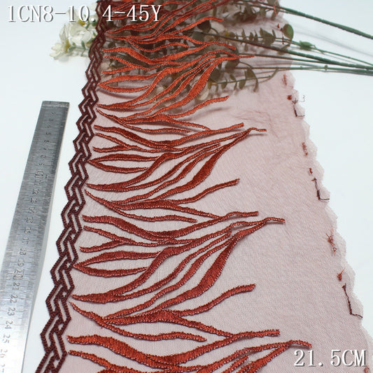 FREEDOMBEAUTY | Mahogany soft mesh embroidered lace branches, home textile curtain lace accessories