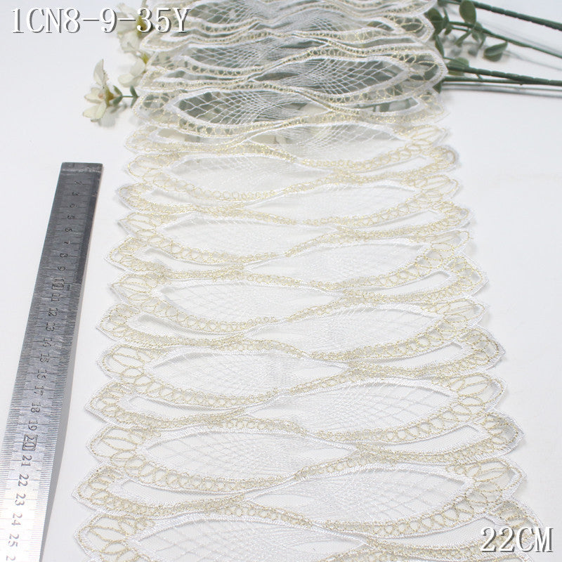 FREEDOMBEAUTY | [1Pack] Two-color classic Mobius ring mesh embroidery lace 22cm clothing home textile lace accessories