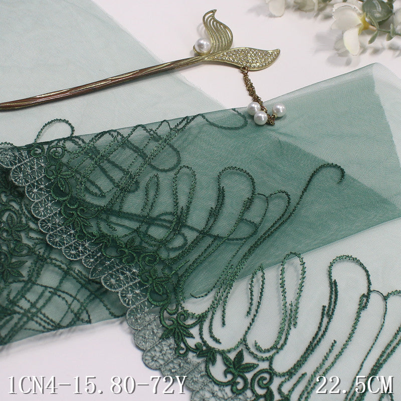 FREEDOMBEAUTY | Turquoise mesh embroidered lace rattan pattern 22.5cm dress fashion skirt lace accessories