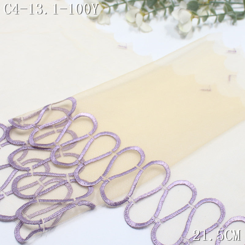 FREEDOMBEAUTY | Spot wholesale simple curve light mesh embroidery lace, clothing neckline cuffs textile lace accessories