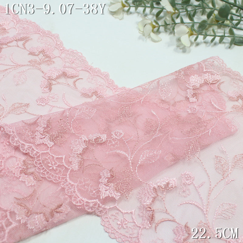 【1Pack】-Freedombeauty | Three-color mesh bilateral classical exquisite flower embroidery lace 22.5cm clothing jewelry home textile accessories