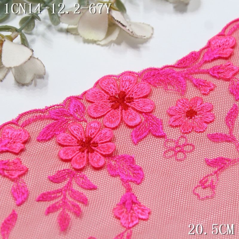FREEDOMBEAUTY | Rose red mesh embroidery lace exquisite three-dimensional flowers, clothing skirt handmade DIY lace accessories