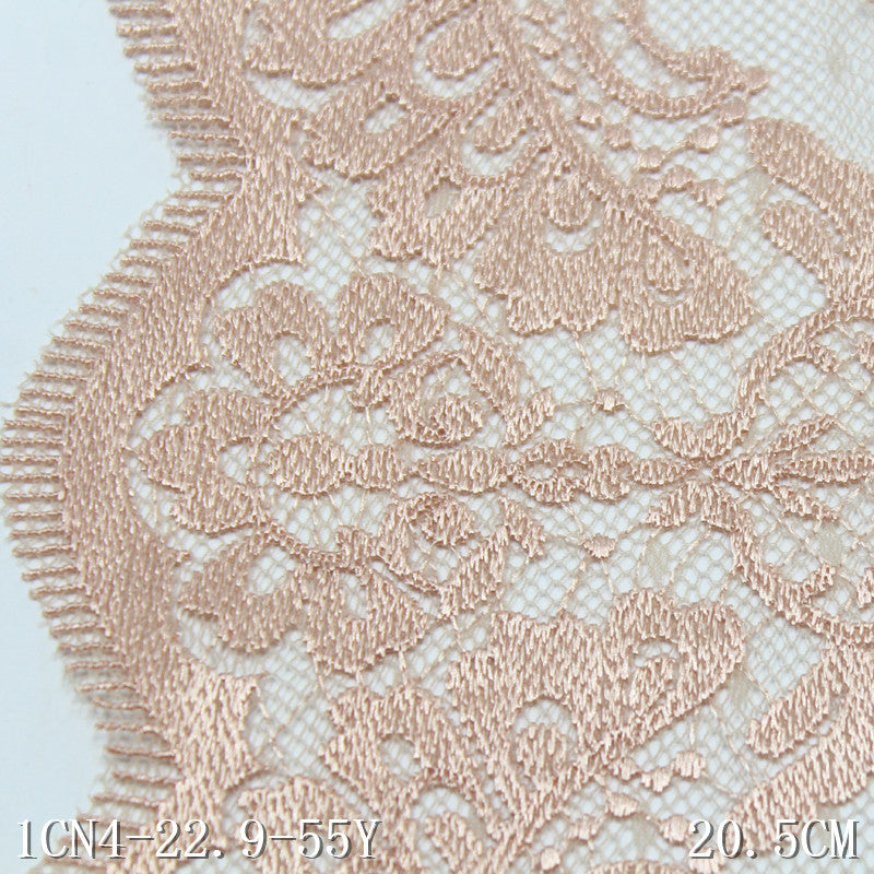 FREEDOMBEAUTY | Apricot classical embossing pattern lace mesh embroidery lace, high-end clothing sofa cushion lace accessories