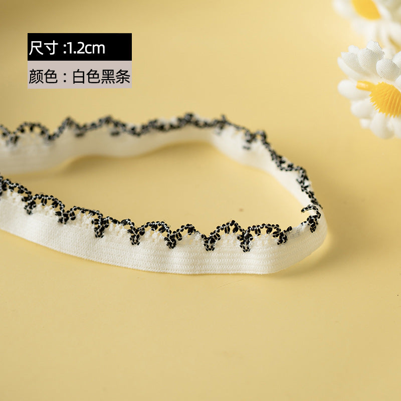 FREEDOMBEAUTY | Factory direct sales 1.2CM black and white spot elastic mesh bud, children's clothing women's underwear elastic mesh bud belt