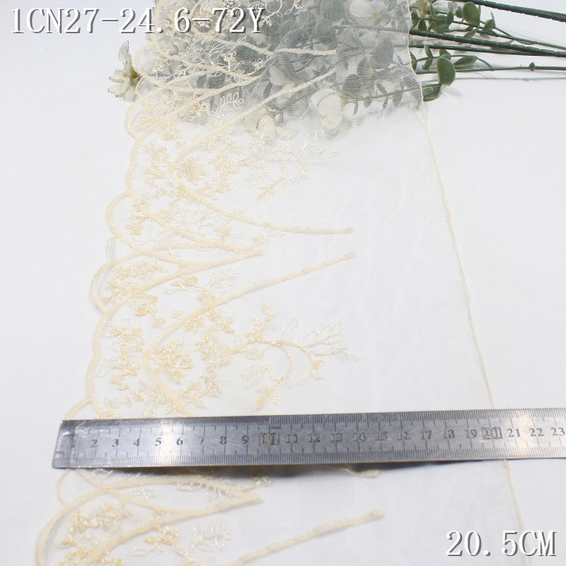 【1Pack】-Freedombeauty | French light luxury white mesh yarn unilateral ring line pattern embroidery 20.5cm fashion jewelry accessories