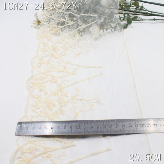 【1Pack】-Freedombeauty | French light luxury white mesh yarn unilateral ring line pattern embroidery 20.5cm fashion jewelry accessories