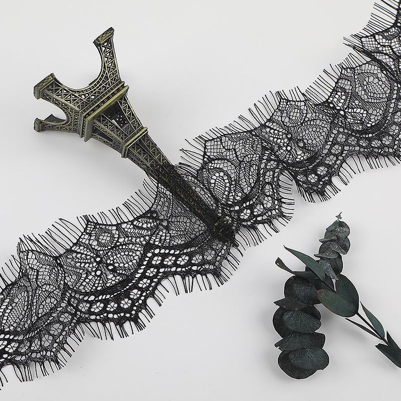 FREEDOMBEAUTY | [no- stretch] 8cm eyelash lace, black non-elastic lace edge, exquisite lace lace supplement for clothing accessories, in stock