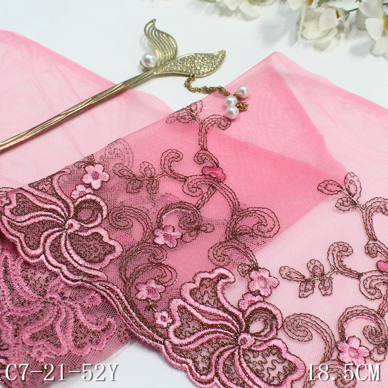 FREEDOMBEAUTY | Ethnic style gold thread exquisite flower mesh embroidery lace, curtain sofa cushion lace accessories