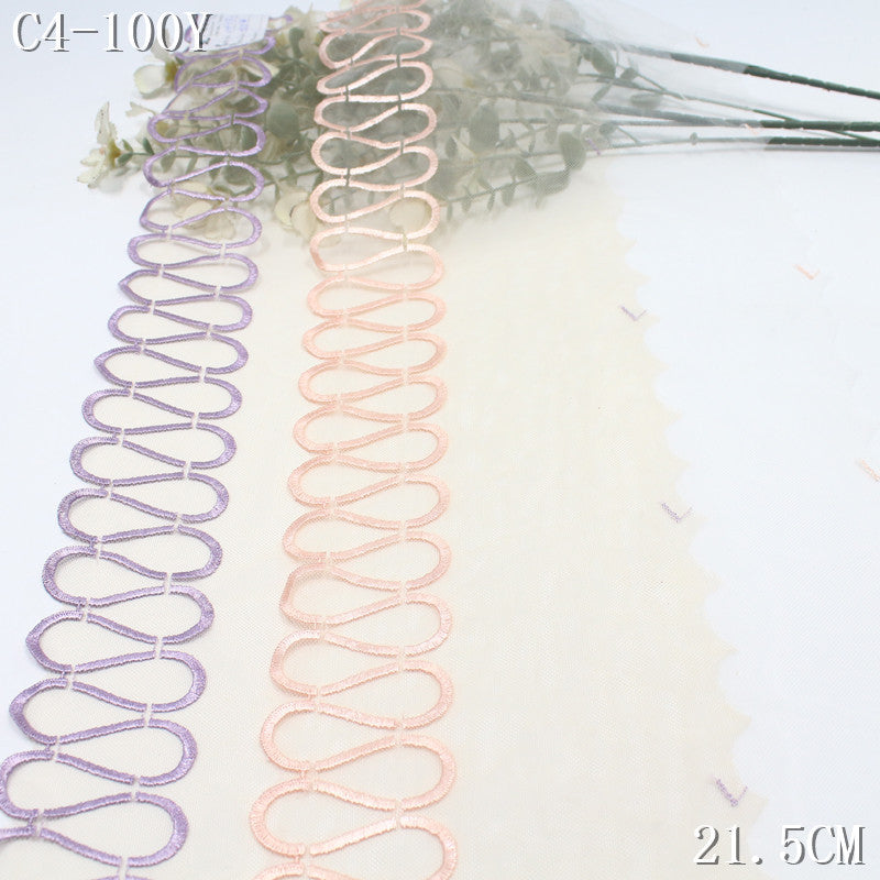 FREEDOMBEAUTY | Spot wholesale simple curve light mesh embroidery lace, clothing neckline cuffs textile lace accessories
