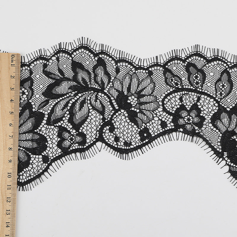 FREEDOMBEAUTY | [no- stretch] 8cm eyelash lace, black non-elastic lace edge, exquisite lace lace supplement for clothing accessories, in stock