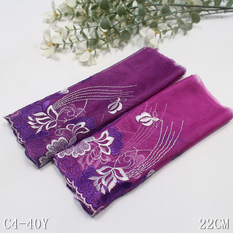FREEDOMBEAUTY | Purple mesh tassel flower embroidery lace, performance clothes middle-aged clothing DIY lace accessories