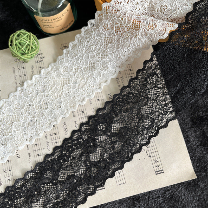 FREEDOMBEAUTY | Factory direct sales, spot quick delivery Xiaohongshu hot 6CM black and white elastic lace accessories DIY handmade