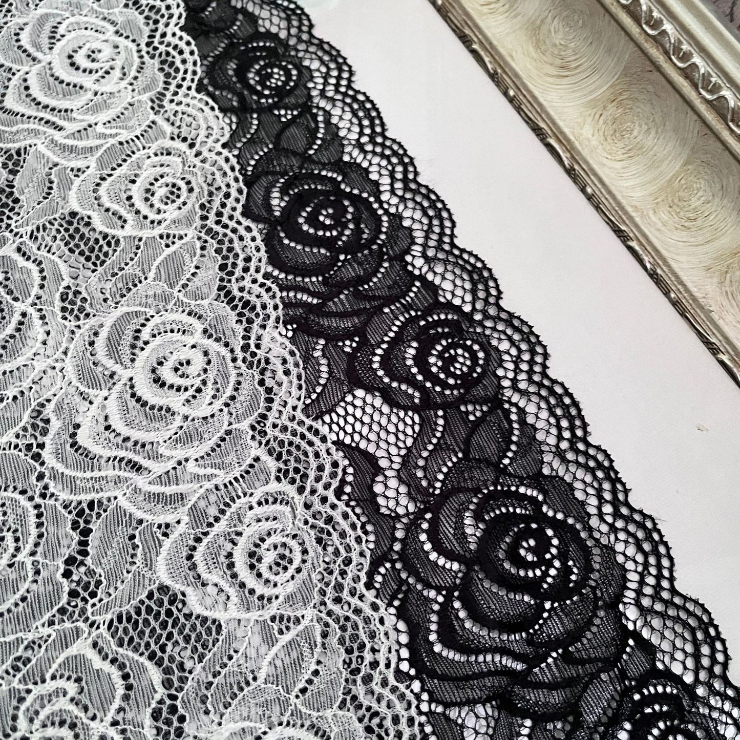 FREEDOMBEAUTY | 39cm manufacturers supply nylon lace fabric hollow embroidery lace fabric women's skirt suspender spot dress