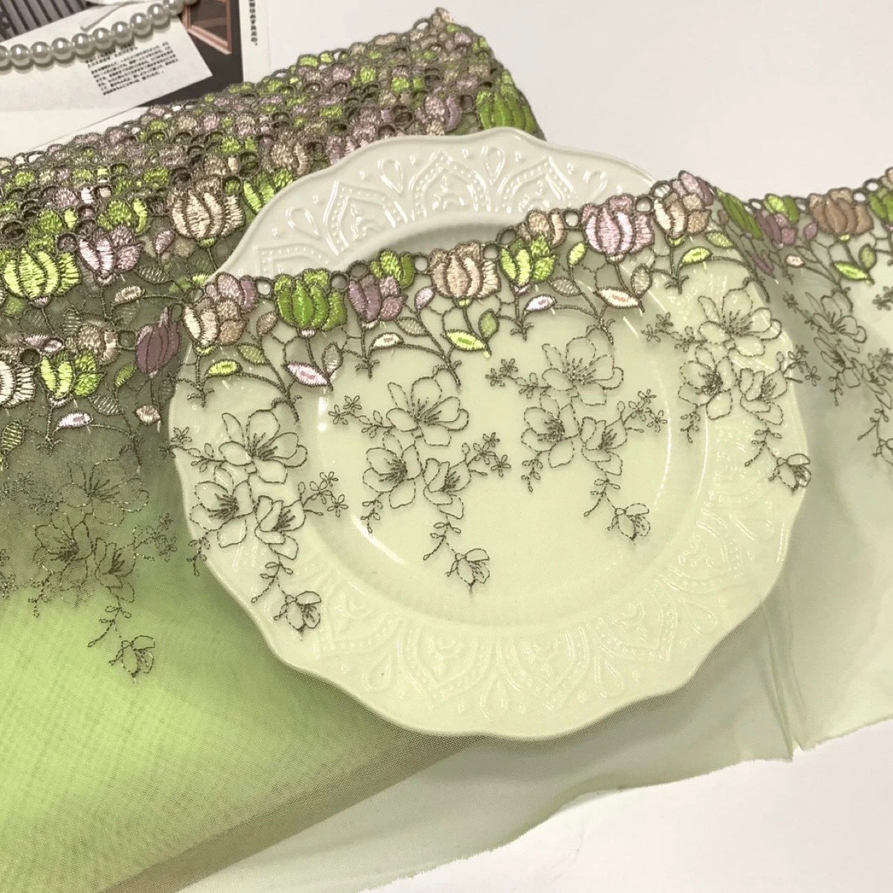 FREEDOMBEAUTY | Spot Tulip Hollow Embroidery Mesh Lace Accessories Decorative Fabric DIY Clothing